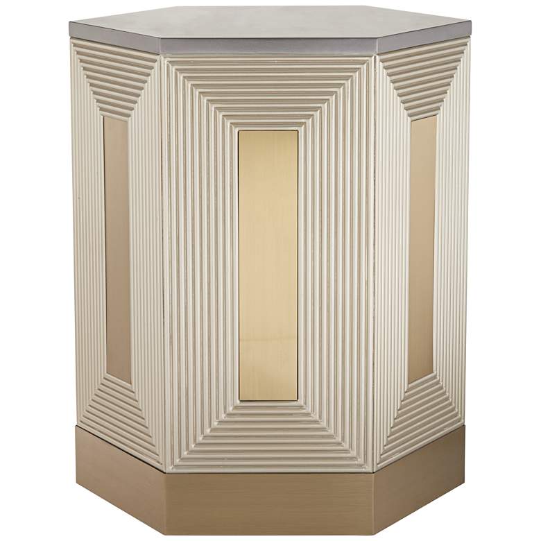 Image 2 Danika 19 1/2" Wide Mid-Century Champagne Silver Round Side Table