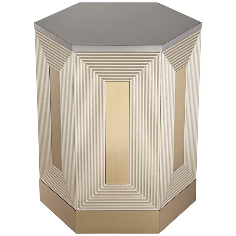 Image 5 Danika 19 1/2" Wide Mid-Century Champagne Silver Round Side Table more views