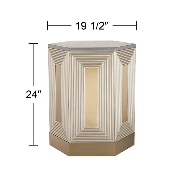 Image 7 Danika 19 1/2" Wide Mid-Century Champagne Silver Round Side Table more views