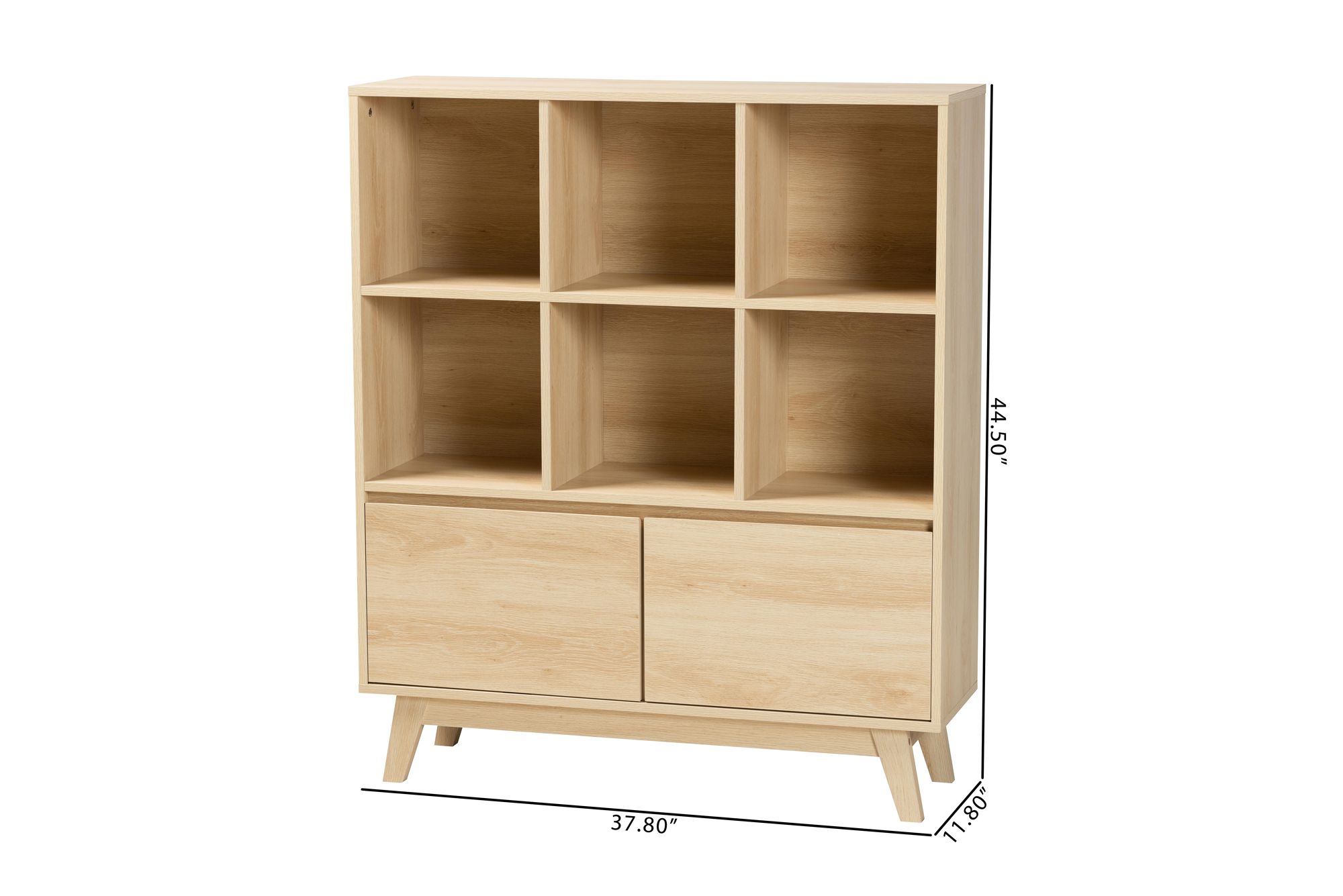 Danina 37 3/4" Wide Oak Brown Wood 2-Door Bookshelf
