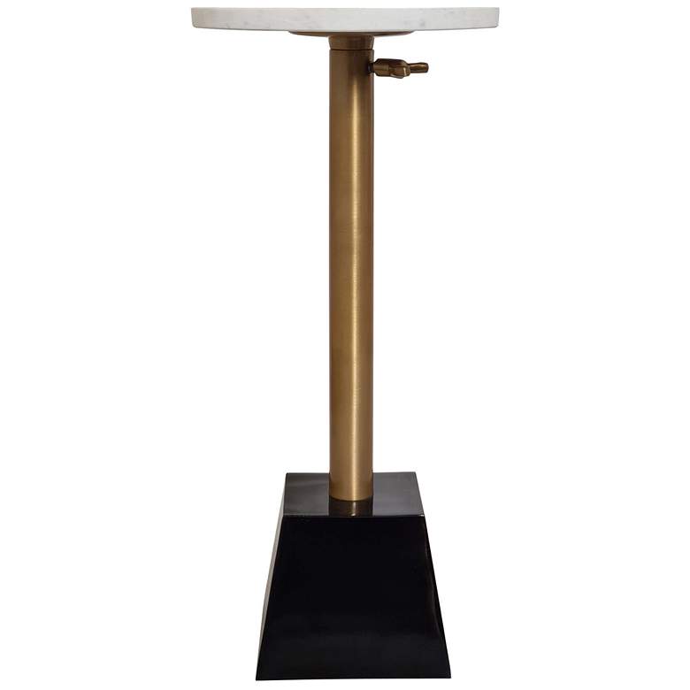 Image 1 Dann Foley 10" White Marble Drink Table with Brushed Bronze & Blac
