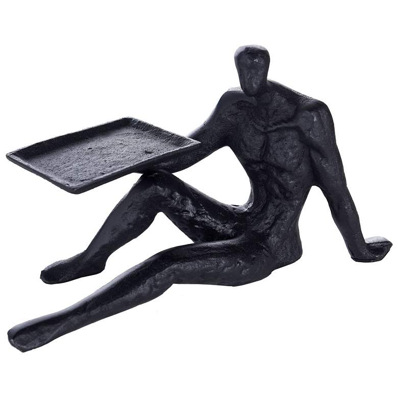 Image 1 Dann Foley 11" Wide Black Cast Aluminum Figural Sculpture with Tray