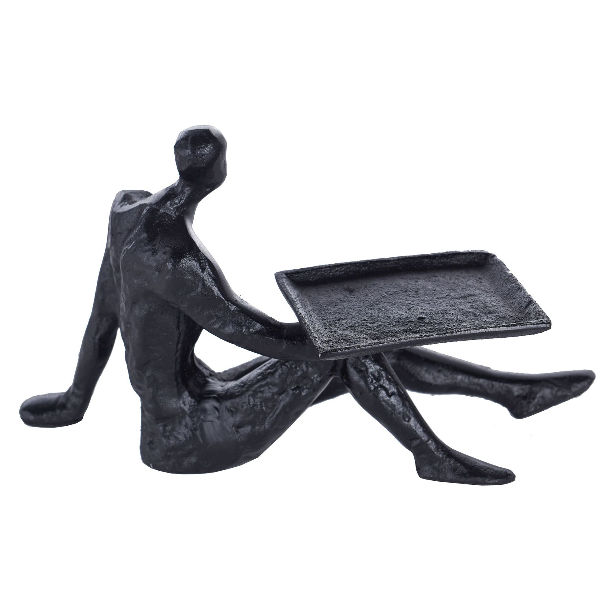 Image 4 Dann Foley 11" Wide Black Cast Aluminum Figural Sculpture with Tray more views