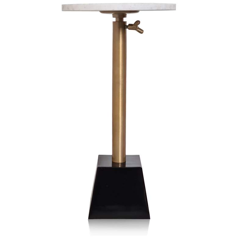Image 1 Dann Foley 12" White Marble Drink Table with Brushed Bronze & Blac