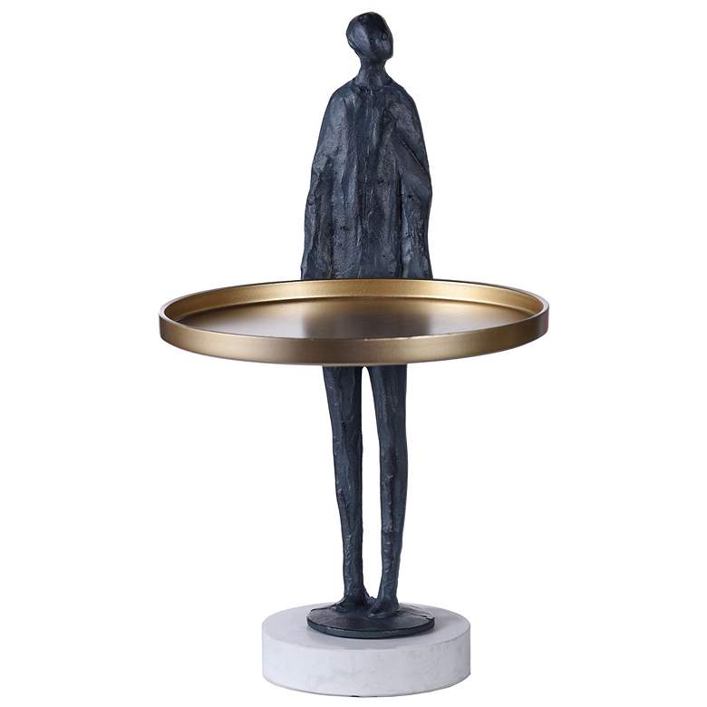 Image 1 Dann Foley 12 inch Wide Midnight Blue Figural Sculpture with Brass Tray