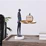 1_Dann Foley 12" Wide Midnight Blue Figural Sculpture with Brass Tray