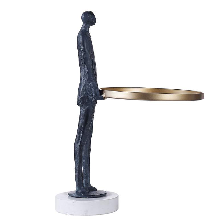 Image 3 Dann Foley 12" Wide Midnight Blue Figural Sculpture with Brass Tray more views