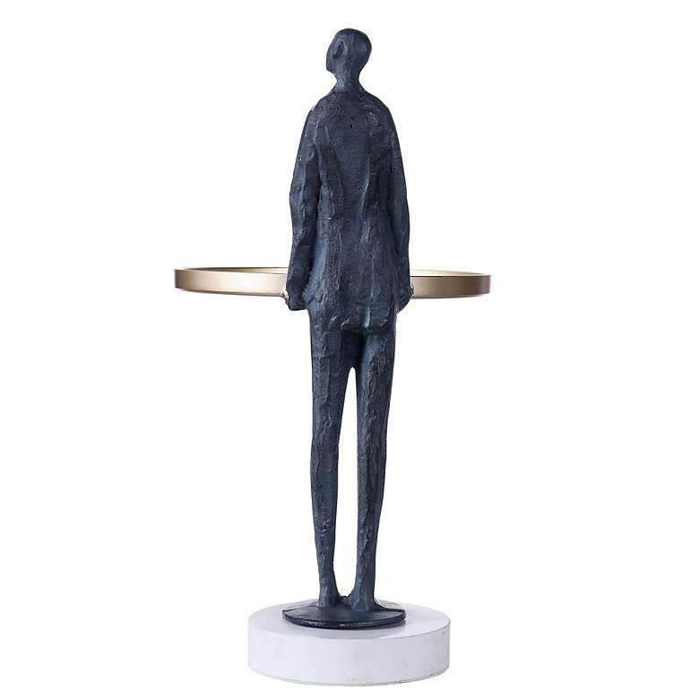 Image 4 Dann Foley 12" Wide Midnight Blue Figural Sculpture with Brass Tray more views