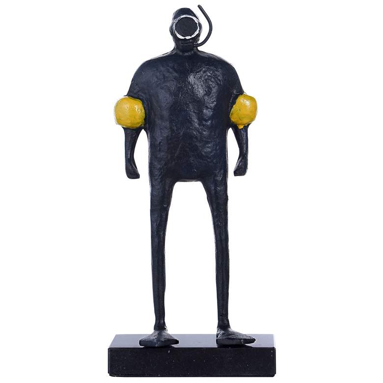 Image 1 Dann Foley 13 inch High Black and Yellow Cast Aluminum Diving Man Sculptur