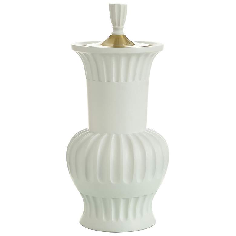Image 1 Dann Foley 20.3 inch Pleated Malta White Decorative Urn Vase with Lid