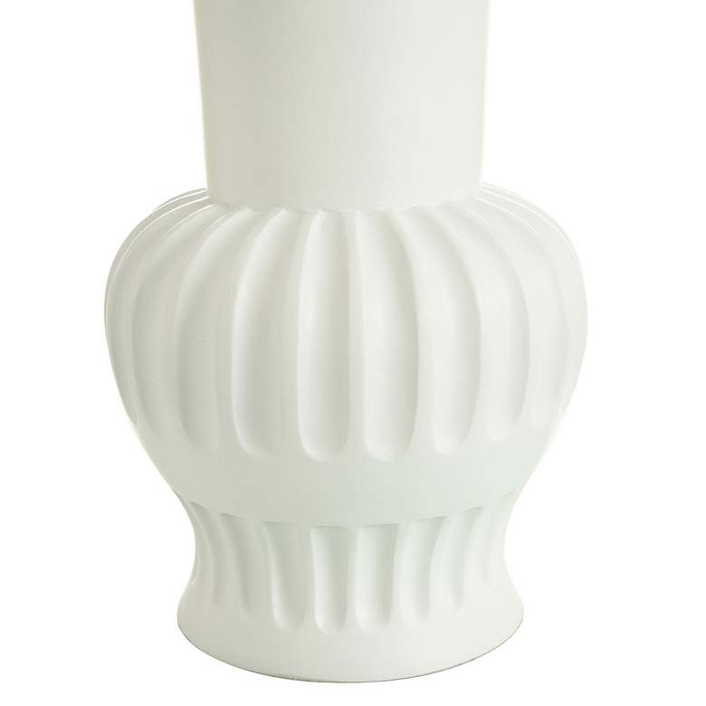 Image 6 Dann Foley 20.3" Pleated Malta White Decorative Urn Vase with Lid more views