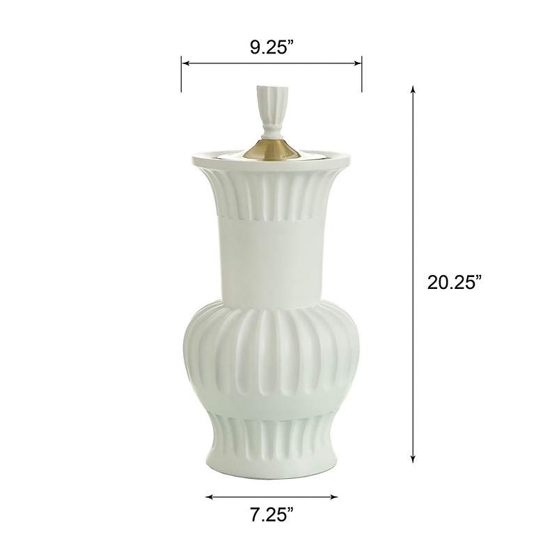 Image 7 Dann Foley 20.3" Pleated Malta White Decorative Urn Vase with Lid more views