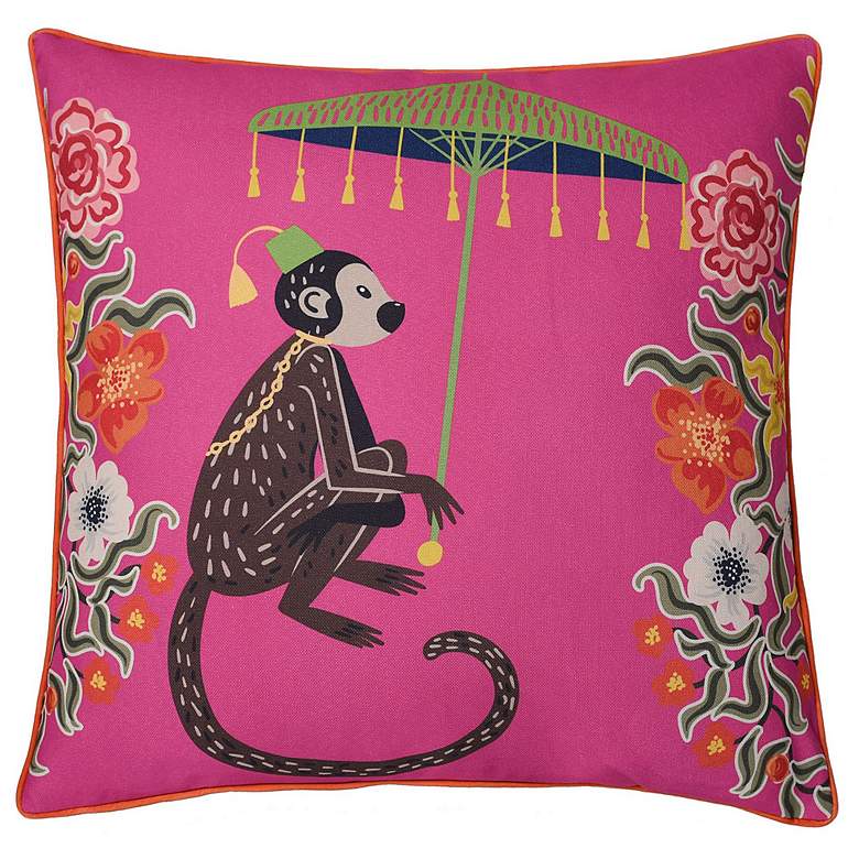 Image 5 Dann Foley 24" Monkey Print and Cheetah Velvet Left Double Sided Pillo more views