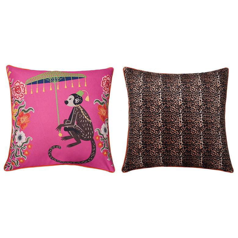 Image 1 Dann Foley 24 inch Monkey Print and Cheetah Velvet Right Double Sided Pill