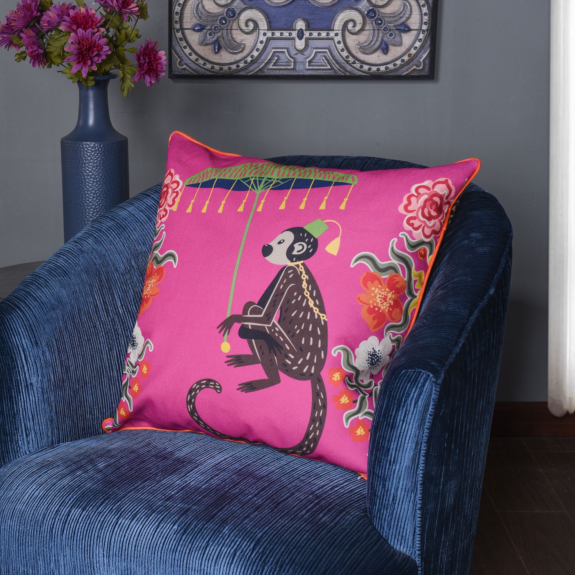 Image 6 Dann Foley 24" Monkey Print and Cheetah Velvet Right Double Sided Pill more views