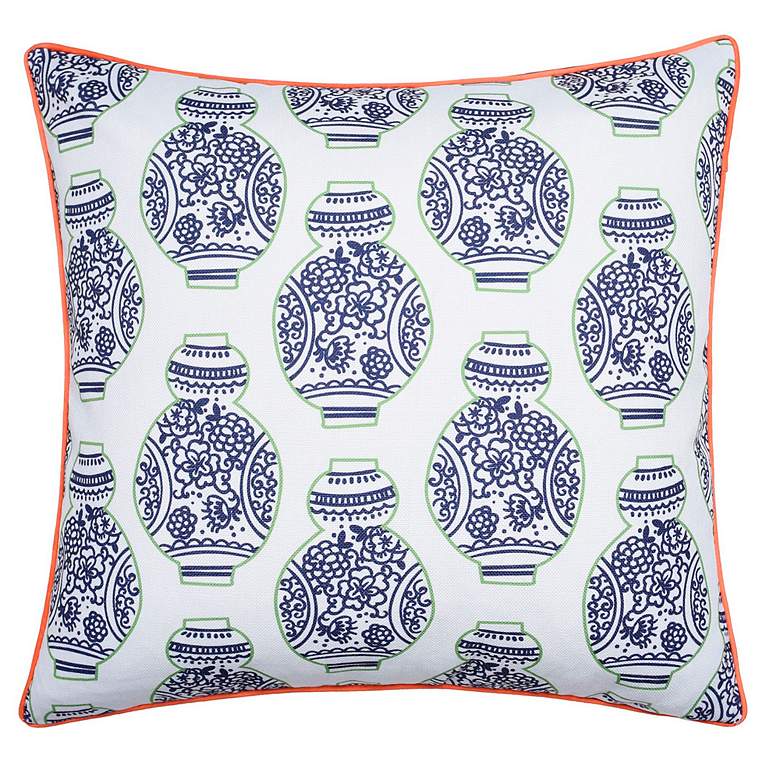 Image 3 Dann Foley 24" Navy Vases Print and Navy Velvet Double Sided Pillow more views