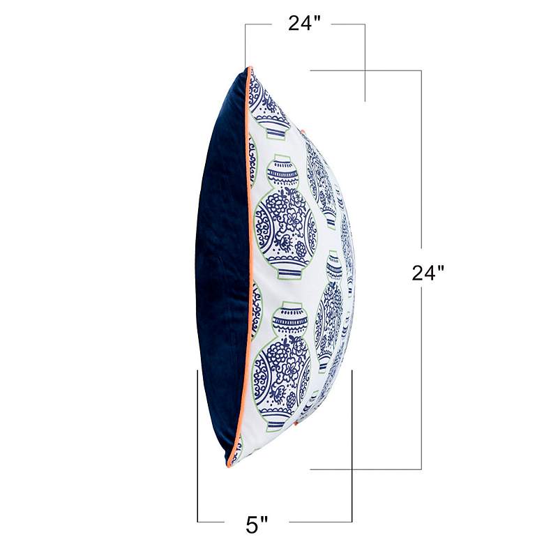 Image 7 Dann Foley 24" Navy Vases Print and Navy Velvet Double Sided Pillow more views