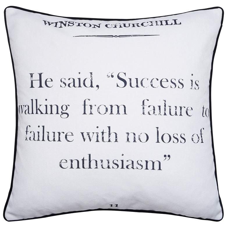 Image 1 Dann Foley 24 inch x 24 Churchill Quote and Gray Velvet Double Sided Pillo