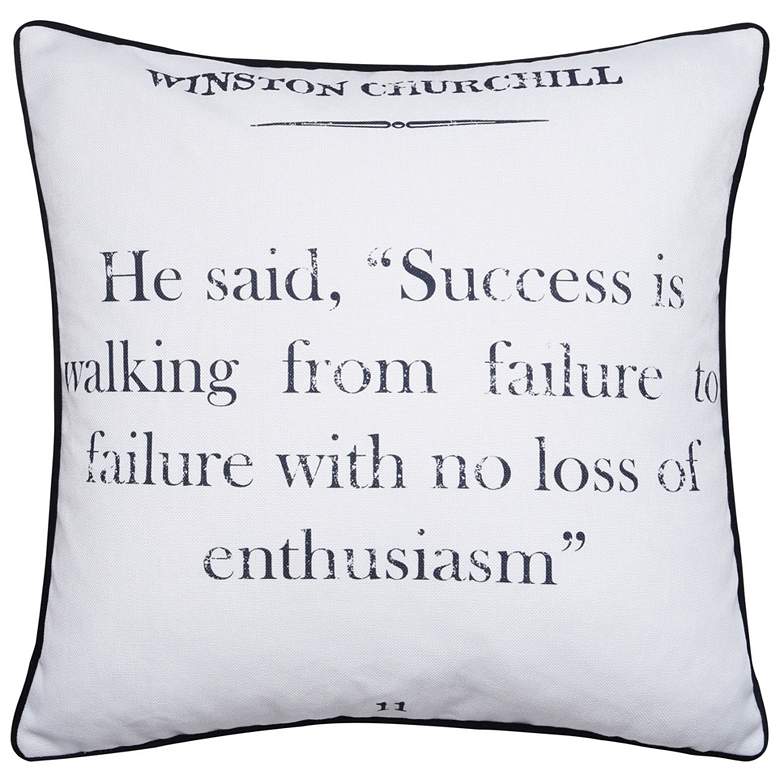 Image 1 Dann Foley 24" x 24 Churchill Quote and Gray Velvet Double Sided Pillo