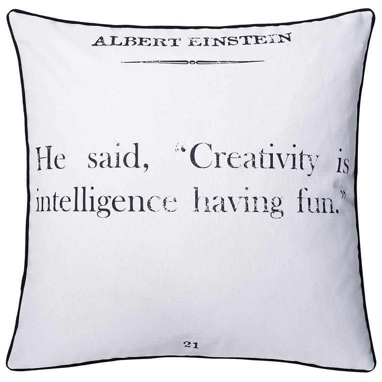 Image 1 Dann Foley 24 inch x 24 Einstein Quote and Gray Velvet Double Sided Pillow