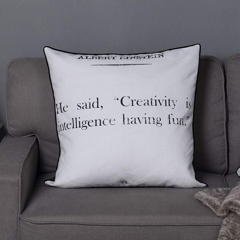 Image 1 Dann Foley 24" x 24 Einstein Quote and Gray Velvet Double Sided Pillow