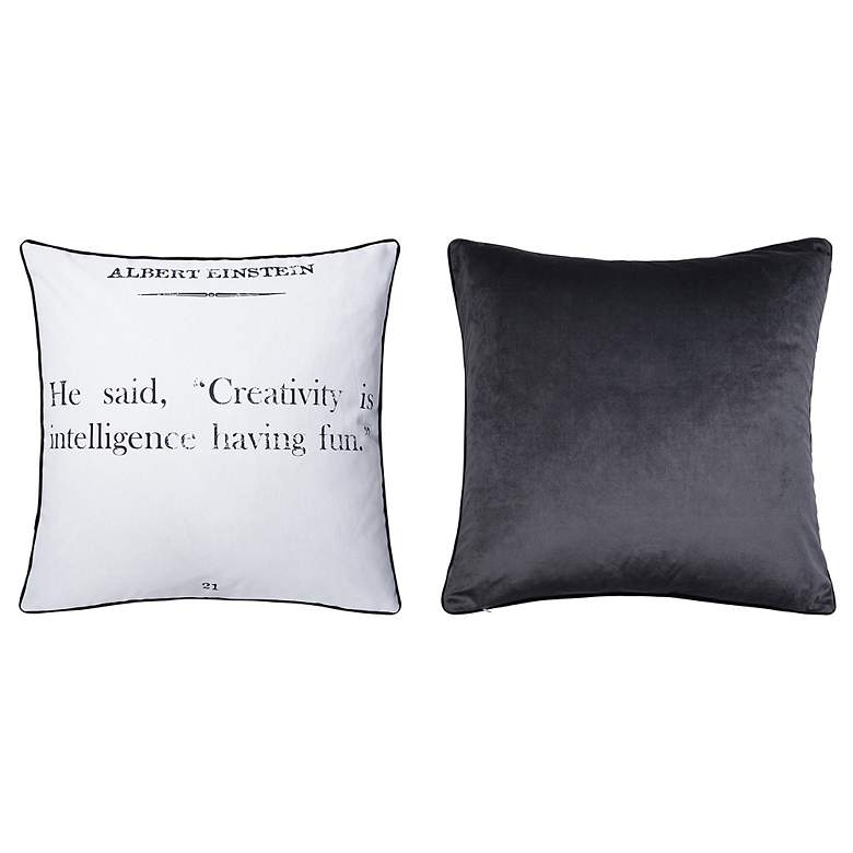 Image 4 Dann Foley 24" x 24 Einstein Quote and Gray Velvet Double Sided Pillow more views