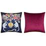 3_Dann Foley 24" x 24 Floral Print and Maroon Velvet Double Sided Pillow more views