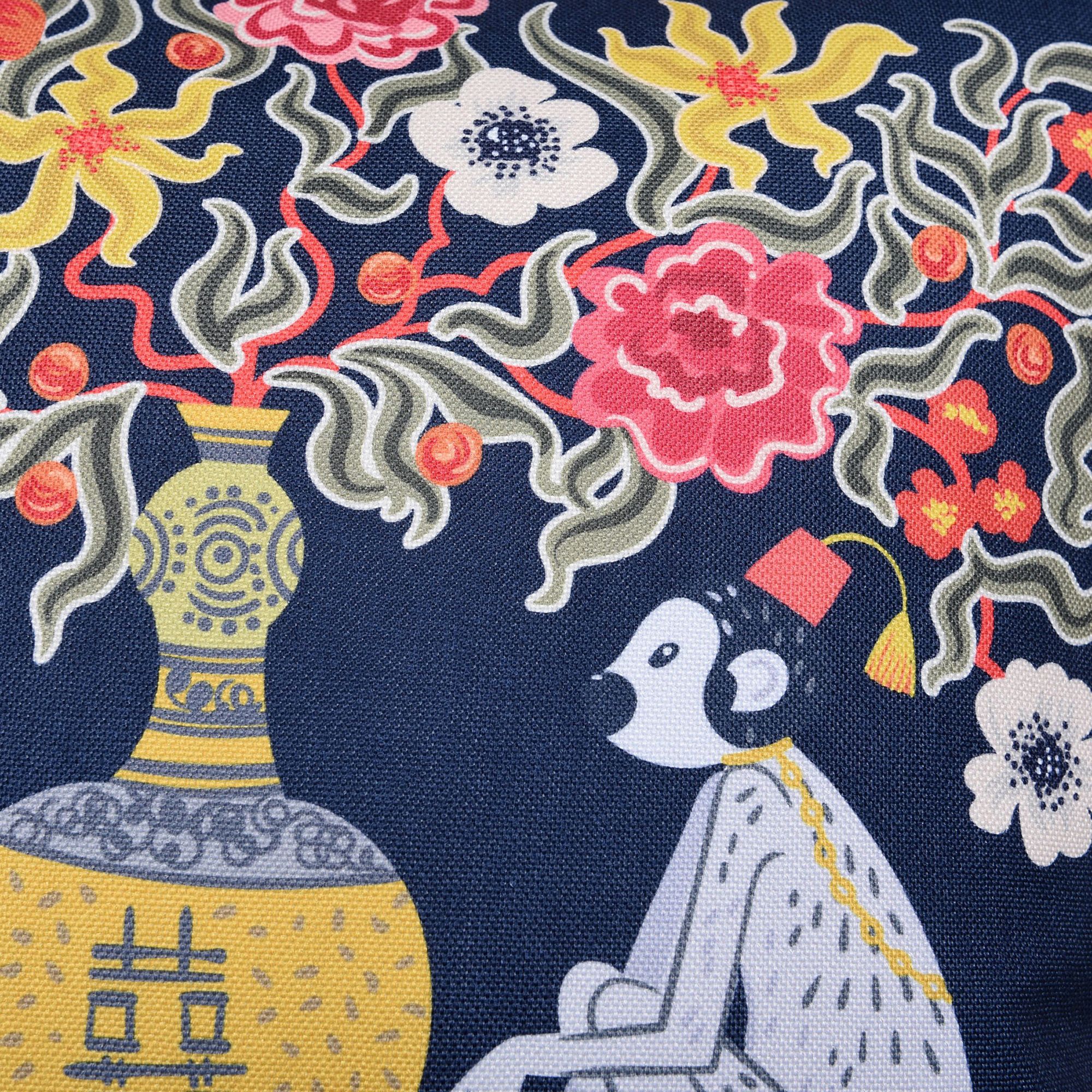 Image 4 Dann Foley 24" x 24 Floral Print and Maroon Velvet Double Sided Pillow more views