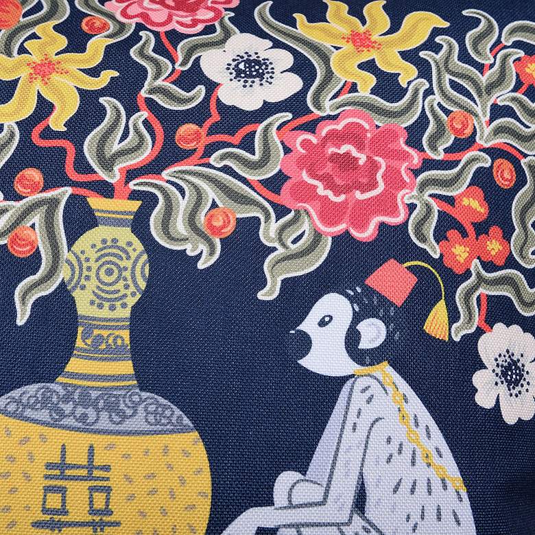 Image 4 Dann Foley 24" x 24 Floral Print and Maroon Velvet Double Sided Pillow more views