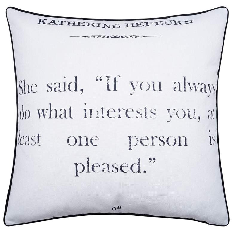 Image 1 Dann Foley 24 inch x 24 Hepburn Quote and Gray Velvet Double Sided Pillow