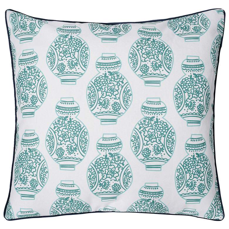 Image 1 Dann Foley 24" x 24" Blue Vases Print and Navy Velvet Double Sid