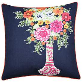 Image1 of Dann Foley 24" x 24" Right Floral and Green Velvet Double Sided P
