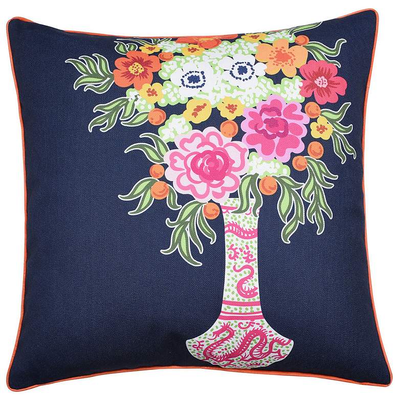 Image 1 Dann Foley 24" x 24" Right Floral and Green Velvet Double Sided P