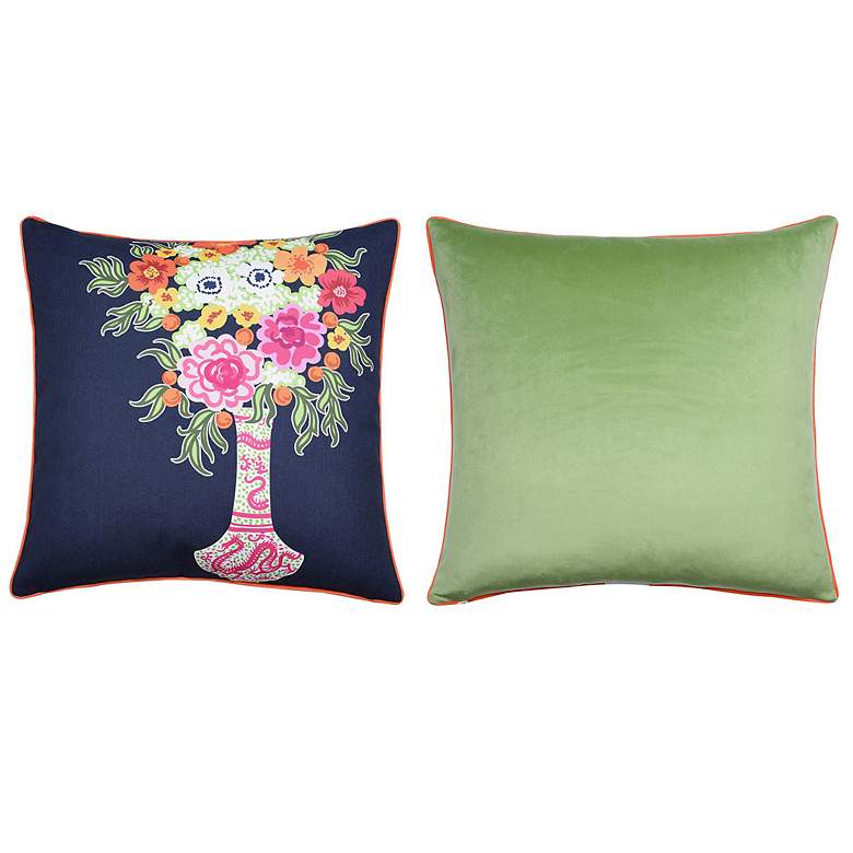 Image 3 Dann Foley 24" x 24" Right Floral and Green Velvet Double Sided P more views