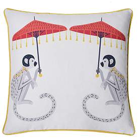 Image1 of Dann Foley 24" x 24 Monkey Print and Black Velvet Double Sided Pillow
