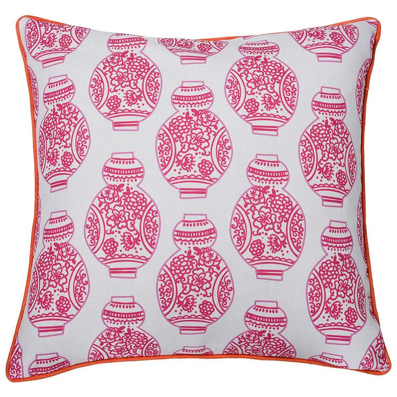 Image 1 Dann Foley 24" x 24 Pink Vases Print and Navy Velvet Double Sided Pill