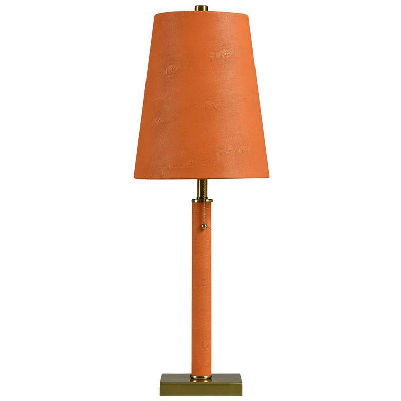Image 1 Dann Foley 29.5 inch High Brushed Brass Tbale Lamp With Orange Shagreen Sh