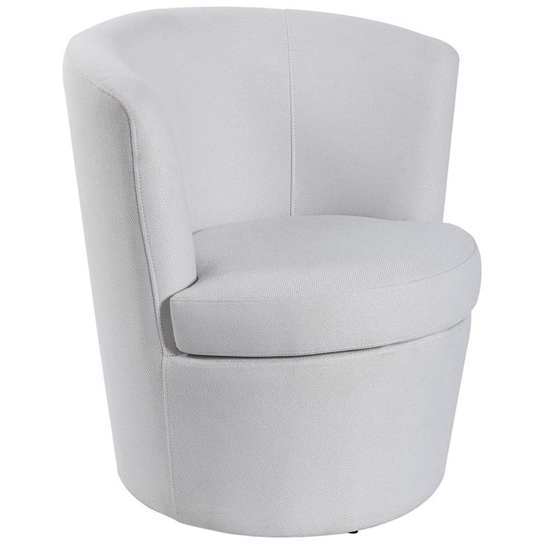 Image 1 Dann Foley 30" Wide Pure White Boucle Upholstered Swivel Tub Chair