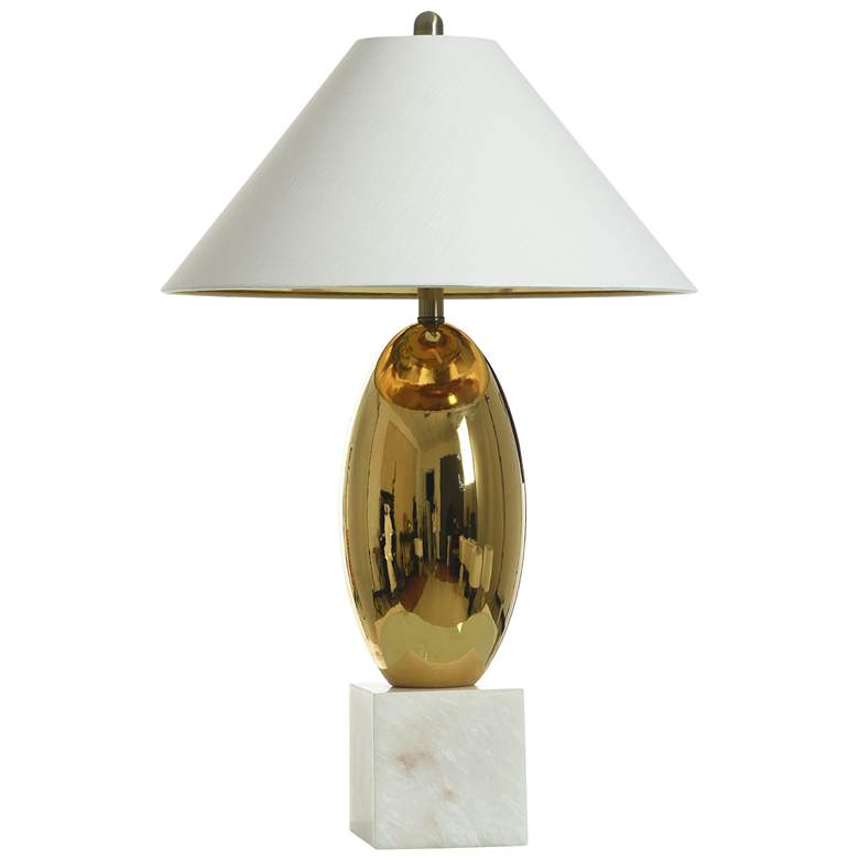 Image 1 Dann Foley 31.25" High Golden Orb Ceramic Table Lamp With White Shade