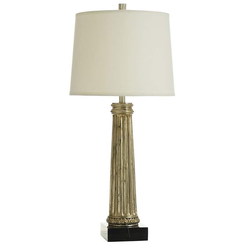Image 1 Dann Foley 37.25 inch High Aged Silver Grecian Column Table Lamp