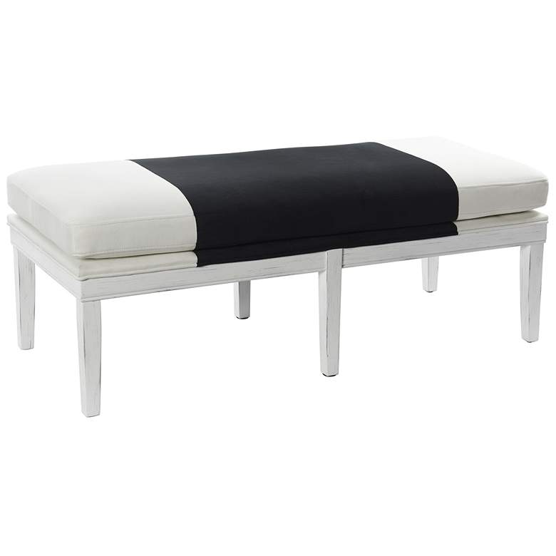 Image 1 Dann Foley 54" Wide Two Tone White and Black Upholstered Six Leg Bench