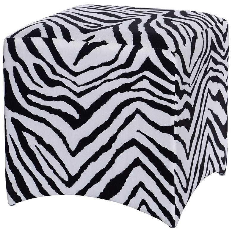 Image 1 Dann Foley Black &#38; White Zebra Print Linen Upholstered Stool