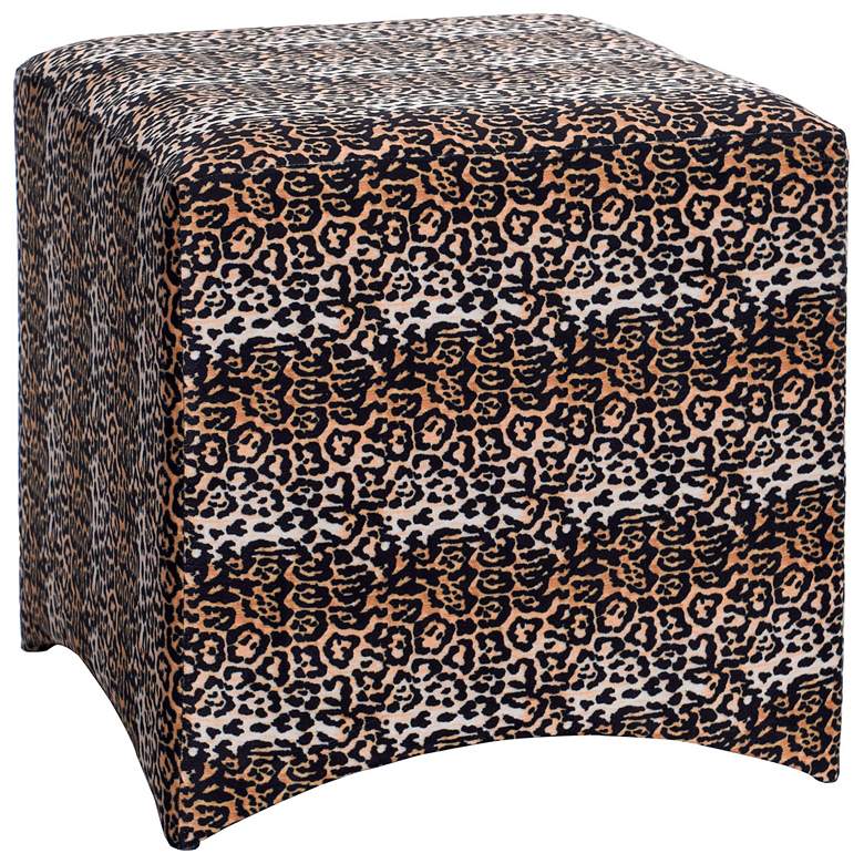 Image 1 Dann Foley Cheetah Print Linen Upholstered Stool