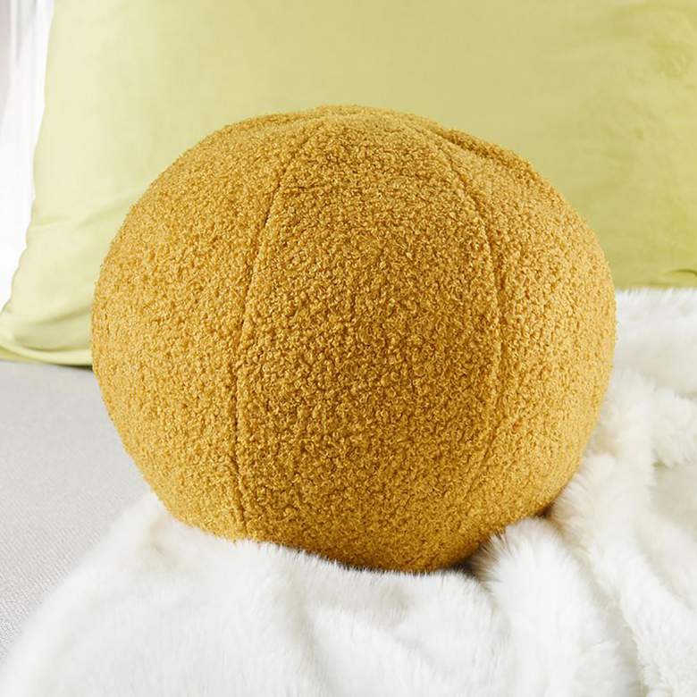 Image 1 Dann Foley Lifestyle Sphere Plush 12" x 12" Marigold Yellow Pillo