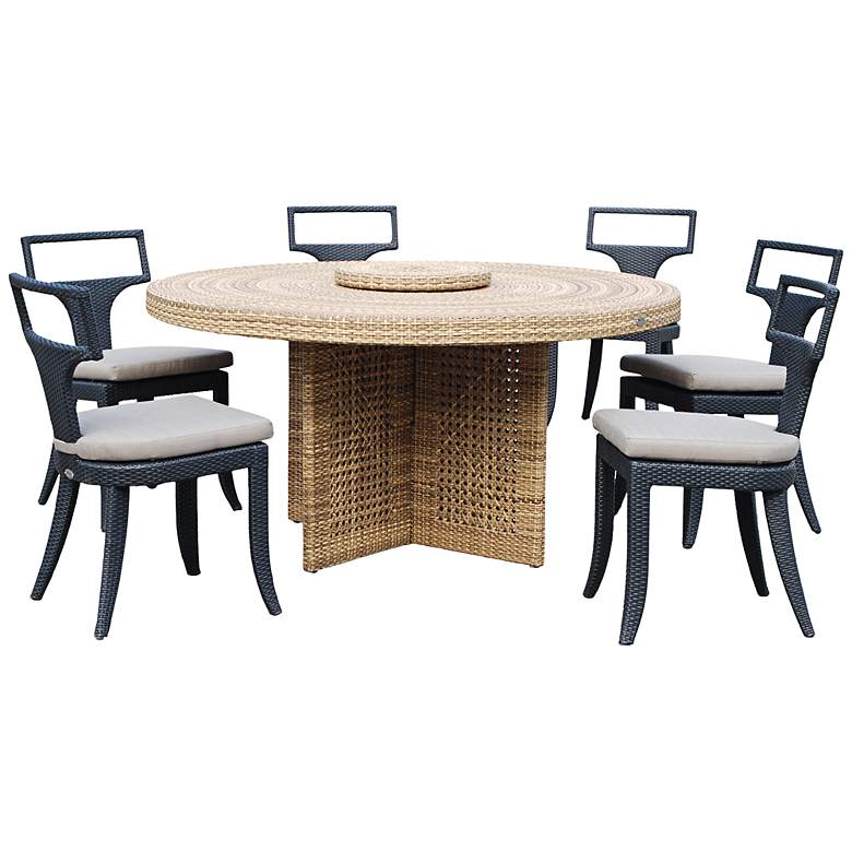 Image 1 Dann Foley Rodeo Round Wicker 7-Piece Outdoor Dining Set