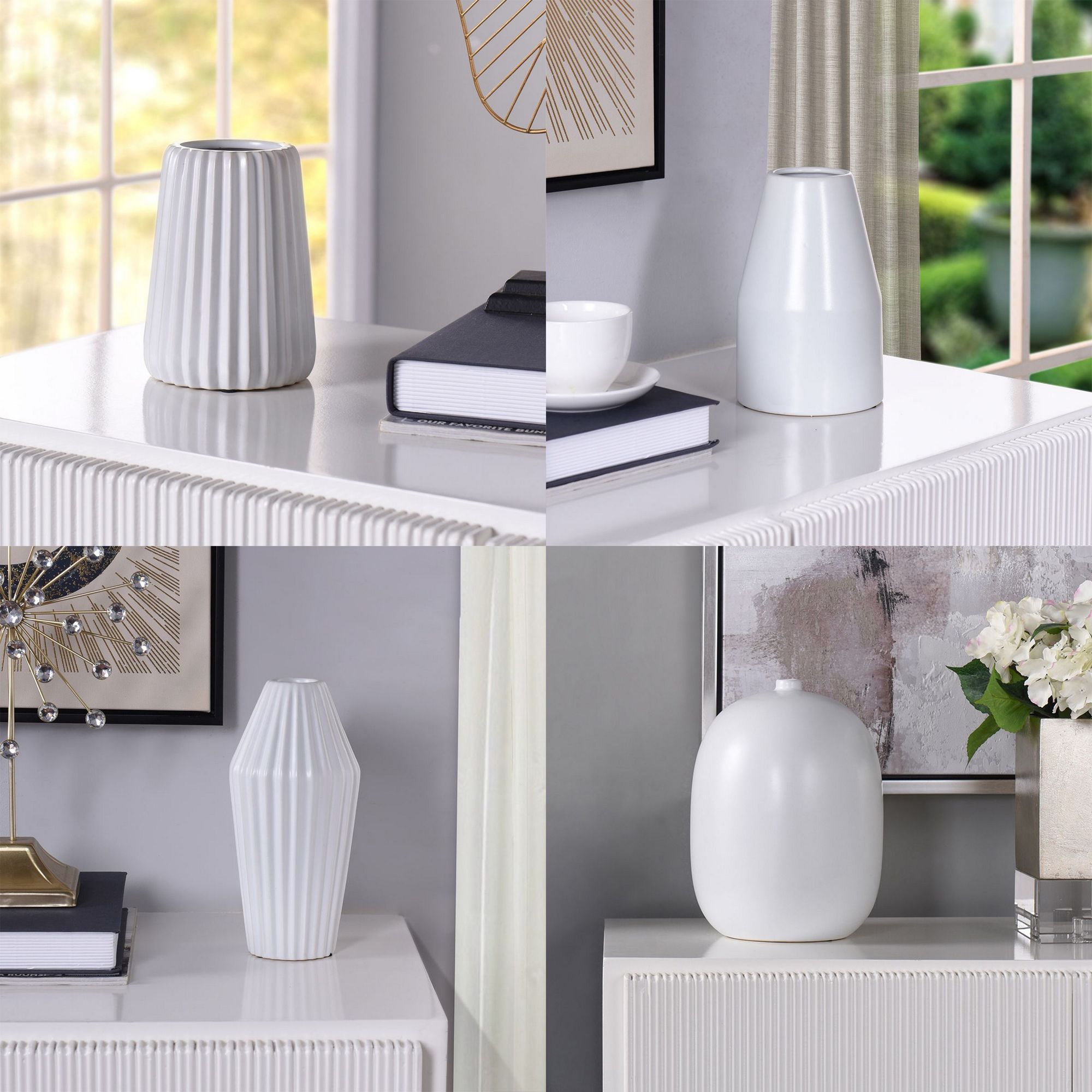 Image 3 Dann Foley Satin White Ceramic Vases Set of 4 more views