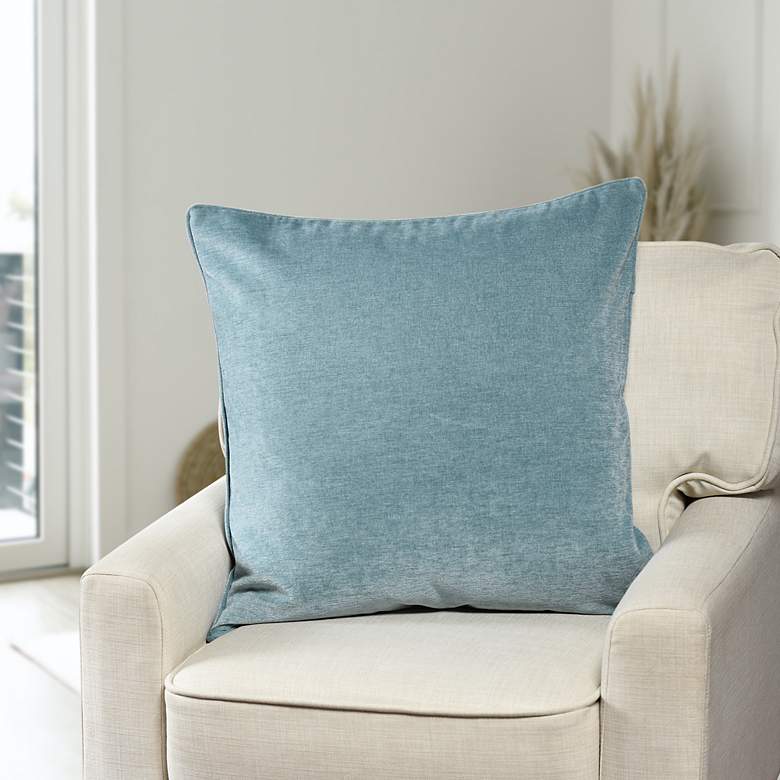 Image 1 Dann Foley Sincere 24" x 24" Ocean Blue Chenille Pillow