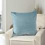 1_Dann Foley Sincere 24" x 24" Ocean Blue Chenille Pillow