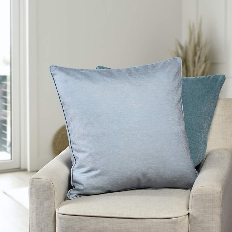 Image 5 Dann Foley Sincere 24" x 24" Pale Blue Chenille Pillow more views