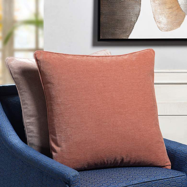 Image 5 Dann Foley Sincere 24" x 24" Salmon Pink Chenille Pillow more views